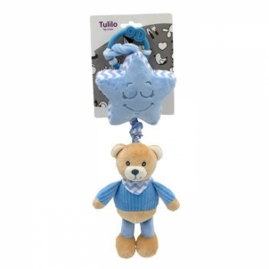 Barškutis - meškutis 38 cm, mėlynos spalvos Žaislai kūdikiams