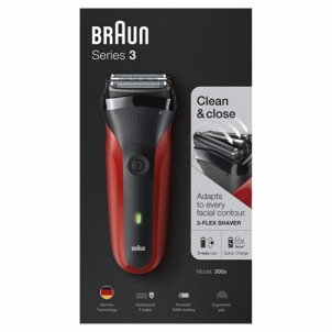 Barzdaskutė Braun Rechargeable electric plate shaver Series 3 300 Red