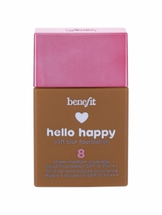 Benefit Hello Happy 08 Tan warm Makeup 30ml SPF15 Medium Makiažo pagrindas veidui