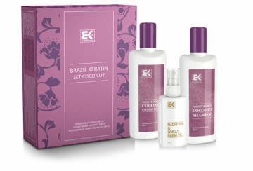 Brazil Keratin Gift set for dry and damaged hair Coconut Set Matu veidošanas pasākumi (fluidai, losjoni, krēmi)