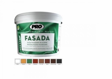 Dažai PRO FASADA 3 L įvairių spavų mineraliniams fasadams Emulsiniai dažai