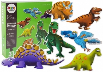 Dėlionė Dinozaurų pasaulis - 6 gyvūnai Dėlionės vaikams