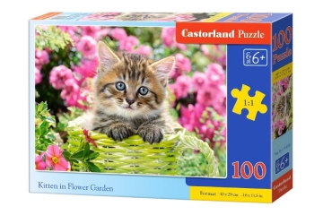 Dėlionė Castorland Kitten in Flower Garden, 100 dalių Puzles bērniem