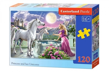 Dėlionė Castorland Princess and her Unicorns, 120 dalių Jigsaw for kids