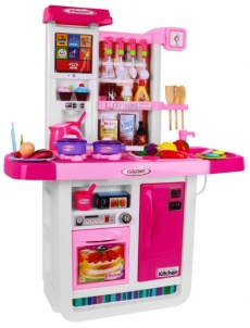 Didelė interaktyvi vaikiška virtuvė su priedais, rožinė