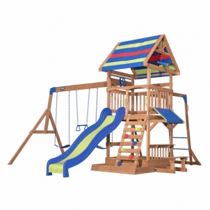 Didelė medinė žaidimų aukštelė - Backyard Discovery Bērnu rotaļu laukumi, šūpoles