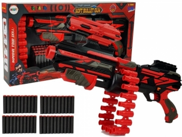 Didelis žaislinis šautuvas su minkštais šoviniais "Soft Bullet Gun", raudonai juodas 