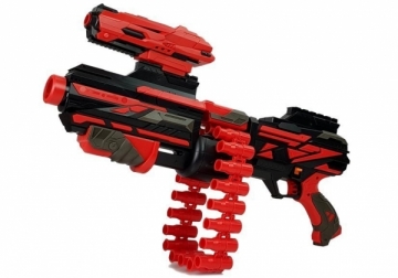 Didelis žaislinis šautuvas su minkštais šoviniais Soft Bullet Gun raudonai juodas