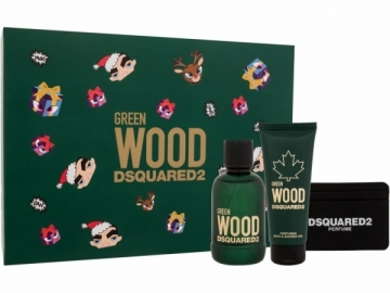 Dovanų rinkinys Dsquared² Green Wood - EDT 100 ml + sprchový gel 100 ml + pouzdro na karty Kvepalų ir kosmetikos rinkiniai