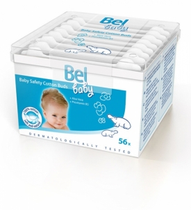 Drėgnos servetėlės Bel Baby (Safety Cotton Buds) 56 pcs Kūdikių higienos prekės, sauskelnės