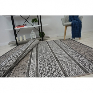 Dryžuotas pilkos spalvos kilimas su raštais LOFT | 60x110 cm 
