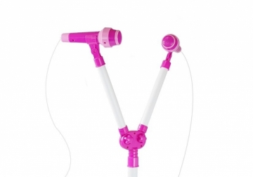 Du mikrofonai su stovu "My Music World MP3", rožinis