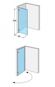 Dušo durys IDO Design 80, kairinės