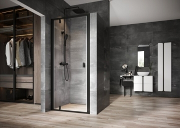 Dušo durys Ravak Nexty, NDOP1-90 juodas+Transparent Shower wall