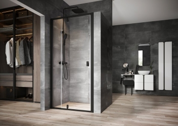Dušo durys Ravak Nexty, NDOP2-110 juodas+Transparent Shower wall
