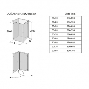 Dušo kabina IDO Design, 70x80