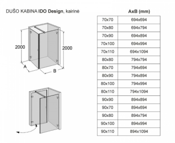 Shower enclosures IDO Design, left 70x80