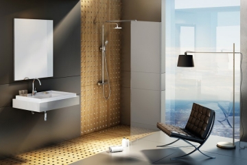 Shower enclosures Ravak Walk-in Wall, 90x200 Juoda+Transparent