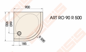 Dušo padėklas PAA ART 90x90 su panele ir kojelėmis, baltas (radius 500)