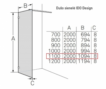 Dušo sienelė IDO Design 110