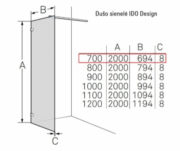 Dušo sienelė IDO Design 70