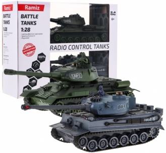 Dviejų nuotoliniu būdu valdomų tankų rinkinys Tiger vs T34 Radiovadāmās rotaļlietas