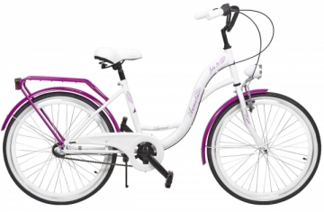 Dviratis AZIMUT Julie 24 3-speed 2021 white-violet Велосипеды для детей