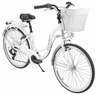Moteriškas dviratis AZIMUT Sarema 26 ALU TX-6 2021 white Miesto dviračiai