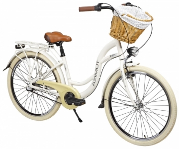 Dviratis AZIMUT Sarema ALU 26 3-speed 2023 light cream shiny City bikes