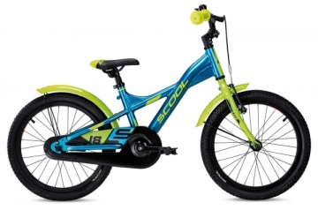 Dviratis SCOOL XXlite 18 1-speed coaster-brake Aluminium blue-lime Велосипеды для детей