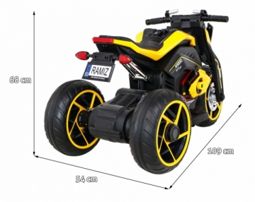 Elektrinis futuristinis motociklas, geltonas