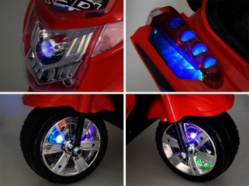 Elektrinis motociklas su LED šviesomis, baltos spalvos