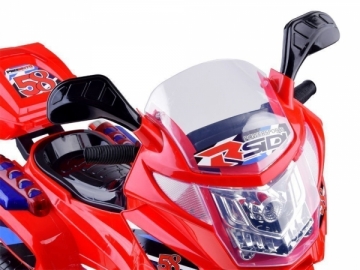 Elektrinis motociklas su LED šviesomis, raudonos spalvos