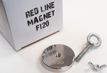 Paieškų magnetas F120 kg 120 kg RED LINE MAGNET +20м