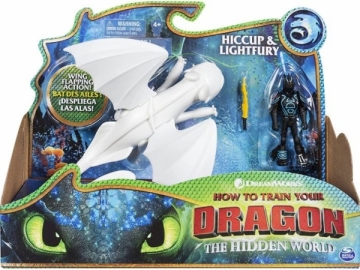 Figurėlė 20103716 Dreamworks Dragons Dragon LIGHTFURY with Armoured Viking Spin Master