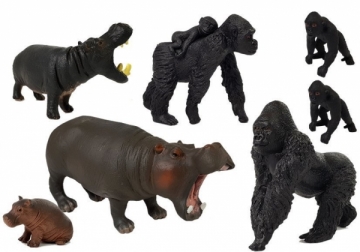 Figūrėlių rinkinys: Safari gyvūnai (hipopotamas, gorila)