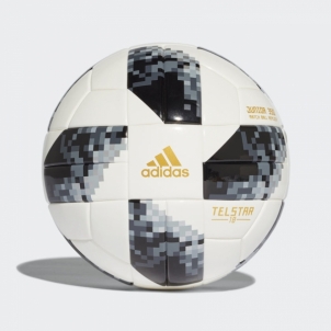 Futbolo kamuolys adidas WORLD CUP 2018 J350 CE8145 #4, baltas-pilkas