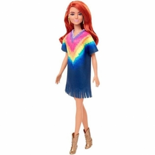 GHW55 Barbie Fashionistas Doll with Long Red Hair Wearing Fringe Dress MATTEL