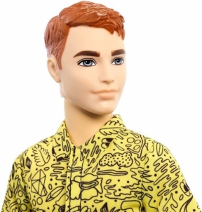 GHW67 Barbie Ken Fashionistas Doll with Red Hair and Graphic Yellow Shirt MATTEL