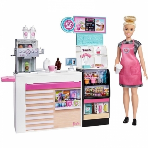 GMW03 Barbie® Coffee Shop with 12-in/30.40-cm Blonde Curvy Doll