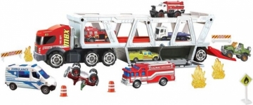 GWM23 Matchbox Fire Rescue Hauler Playset Themed Hauler with 1 Fire-Themed Vehicle