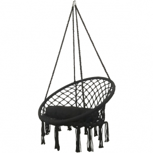 Pakabinama lauko kėdė - sūpynės su pagalve, 80x60, juodas Dārza šūpuļkrēsli, šūpoles