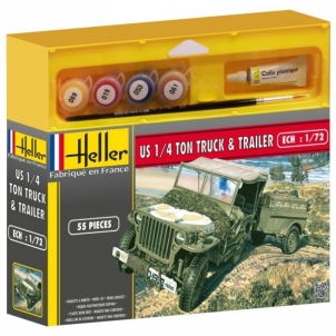 Heller klijuojamas konstruktorius Karinis džipas 49997 TON TRUCK & TRAILER 1/72 Klijuojami modeliai vaikams