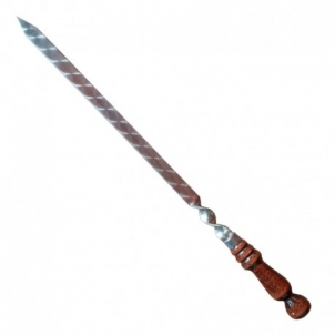 Iešmas poliruotas uzbekiškas šašlykui su medine rankena, 73 cm, 1 vnt. Priedai kepsininėms, griliams