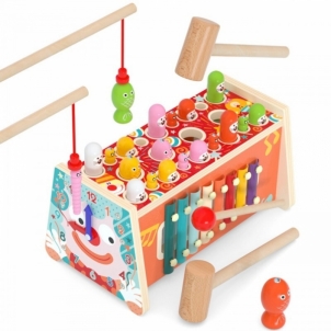 Interaktyvus medinis klounas Attīstošās koka rotaļlietas