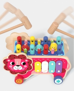 Interaktyvus medinis žaislas - Liūtas Attīstošās koka rotaļlietas