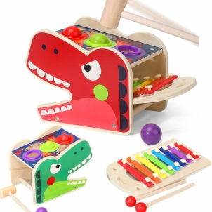 Interaktyvus muzikinis rūšiuoklis - Dinozauras Attīstošās koka rotaļlietas