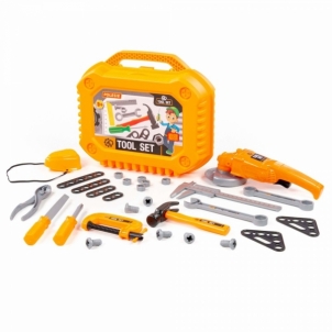 Žaislinių įrankių rinkinys lagamine 30 d. (oranžinis) Profesijų žaislai