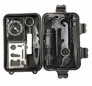 Įrankių rinkinys Survival 9413 Zestaw survivalowy w pudełku, latarka, zbijak, nożyk Peiliai ir kiti įrankiai