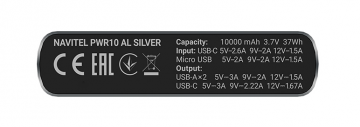 Išorinė baterija Navitel PWR10 AL Silver